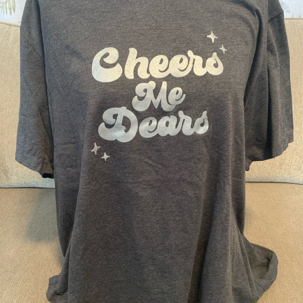 Gray Graphic Tee with Silver Print